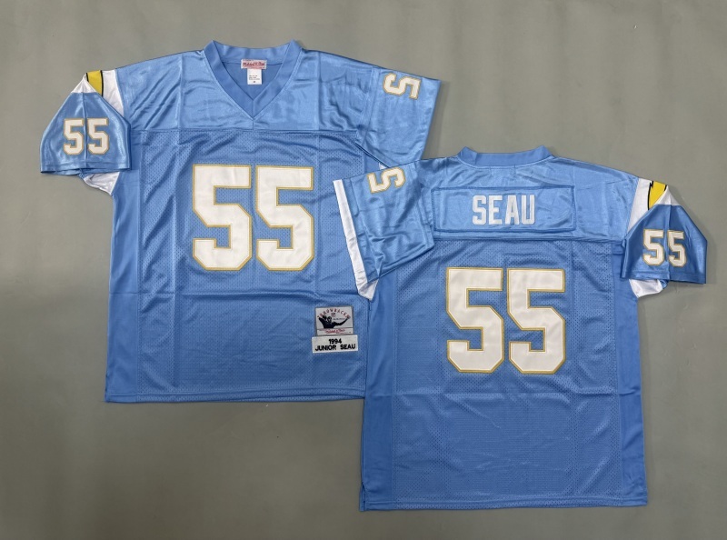 Men 2025 Los Angeles Chargers #55 Seau Light blue Throwback Limited NFL Jersey style 001->los angeles chargers->NFL Jersey